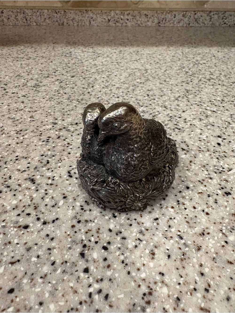 REED & BARTON SILVER PLATED BIRDS IN NEST MUSIC BOX